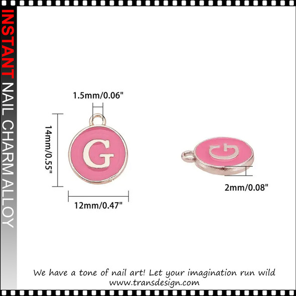 NAIL CHARM ALLOY Black Color Letter Beads 26/Case