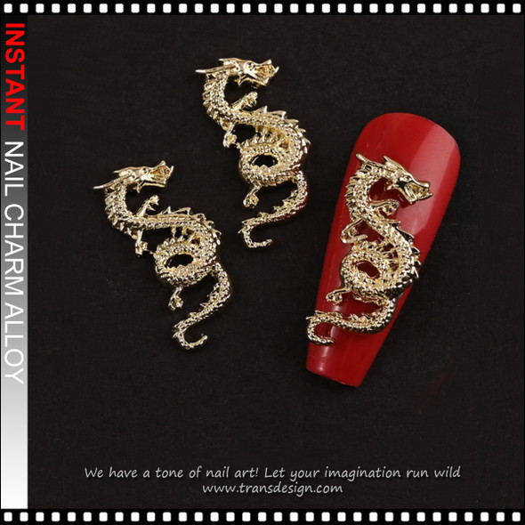 NAIL CHARM ALLOY Gold Dragon 0.9" Height 6/Case