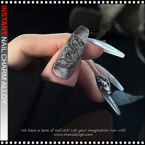 NAIL CHARM ALLOY Black Dragon 0.9" Height 6/Case