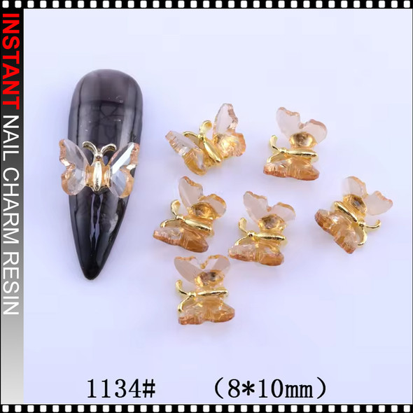 NAIL CHARM RESIN Butterfly Aurora Sequins 6/Case #1