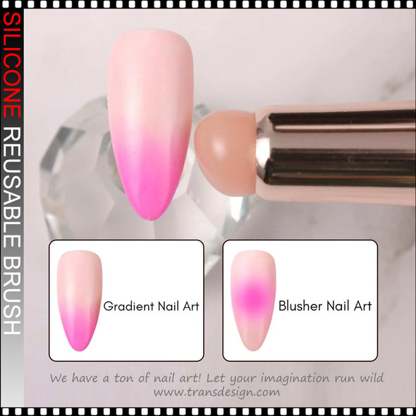 SILICONE REUSABLE BRUSH for Nail Art, Makeup, Stamping, and Ombre, Peach *
