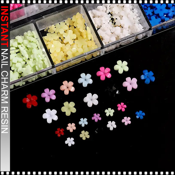 NAIL CHARM RESIN 3D Flower with Caviar Beads 12 Grid 