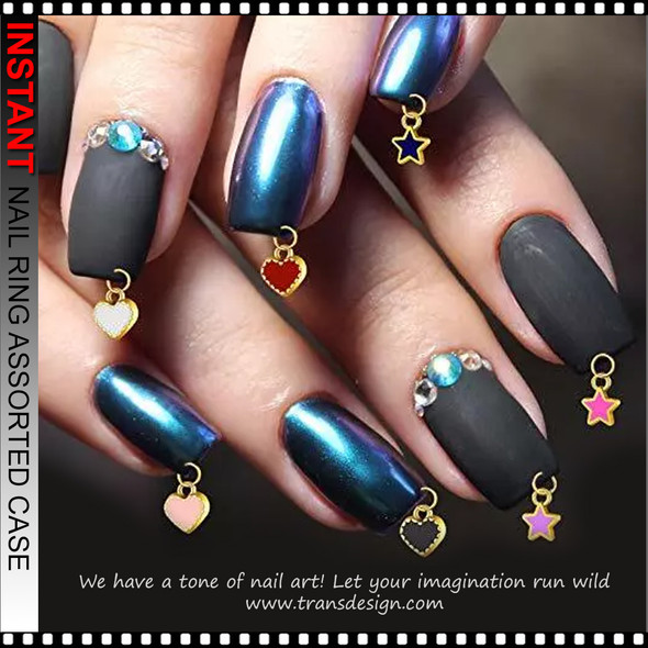 NAIL CHARM RING Assorted Red & Purple Tone Color 1200/Case