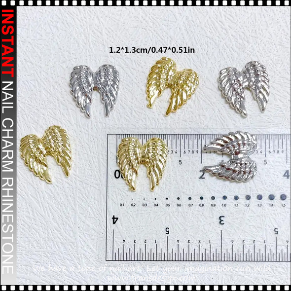 NAIL CHARM RHINESTONE Crown with Golden/Silvery Angel Devil's Wing 8/Case