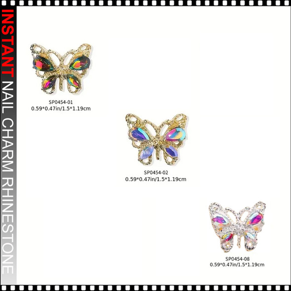 NAIL CHARM RHINESTONE Butterfly With Crystal Zircon 6/Case