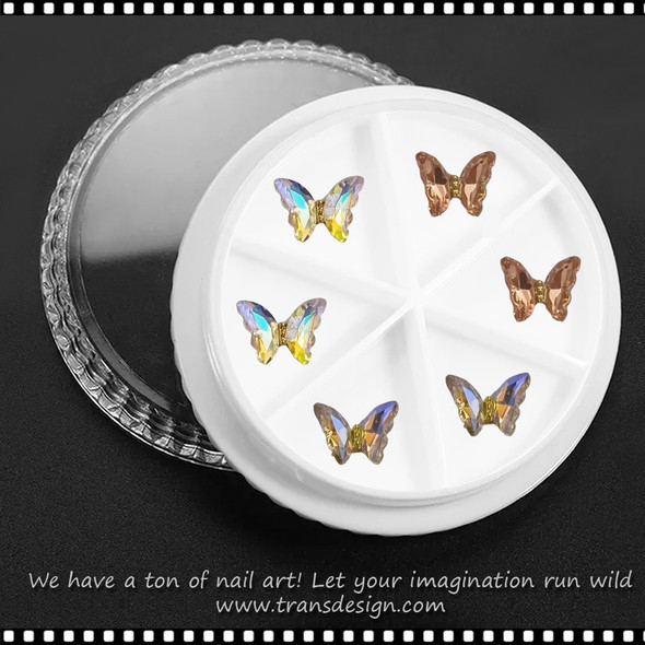 NAIL CHARM RHINESTON Super Flash Butterfly 6/Wheel