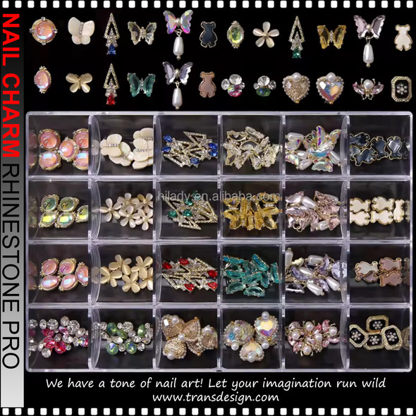 NAIL CHARM RHINESTONE & PEARL 3D Shape Gold Metal 120/Case