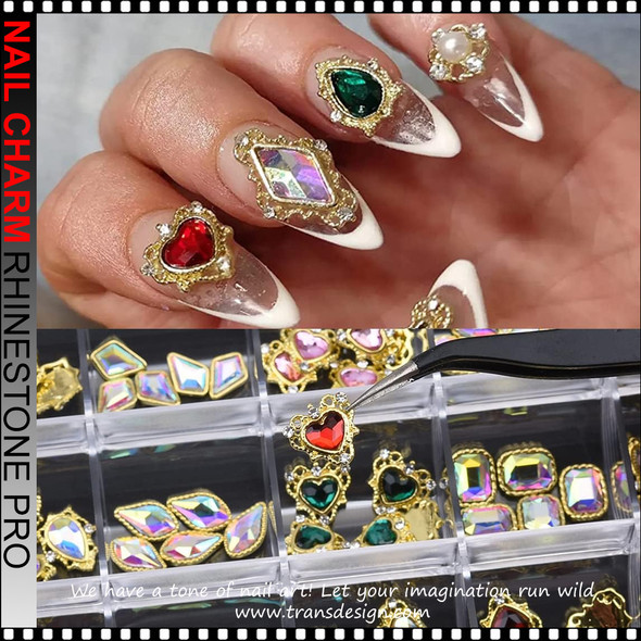 NAIL CHARM ALLOY &  RHINESTONE AB, 3D Shape Silvery Metal 120/Case #2