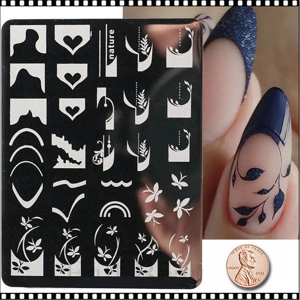 NAIL STAMPING Plate Line Drawing, Flower Love #XY-D05