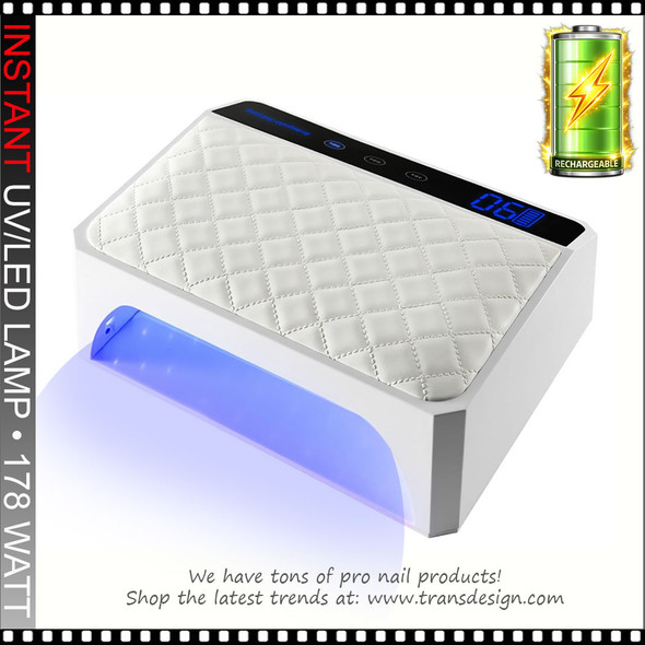 UV LED Nail Lamp Rechargeable with PU Hand Cushion Pillow 178W |  WHITE