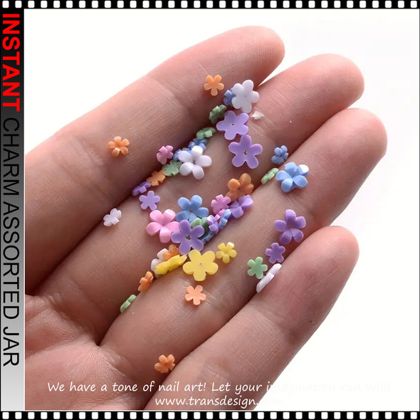 NAIL CHARM RESIN Delicate 3mm Flower Design 500pcs/Jar