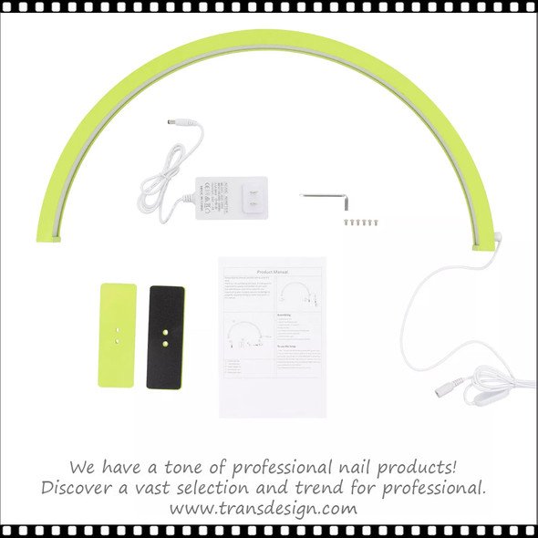 TABLE LED LAMP Green Half Moon, Rhinestone Edge 29.25" Length, Phone Holder, 50 Watt