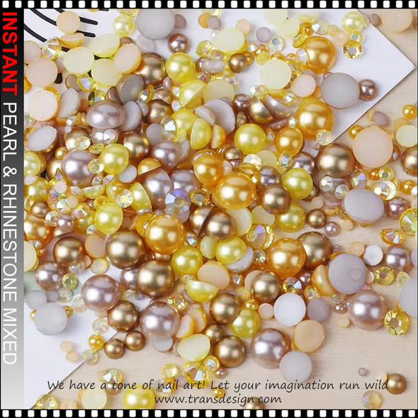 INSTANT PEARL & RHINESTONE Mixed Golden, Bronze & Yellow 3200/Case #43 INSTANT PEARL & RHINESTONE Mixed Golden, Bronze & Yellow 3200/Case #43