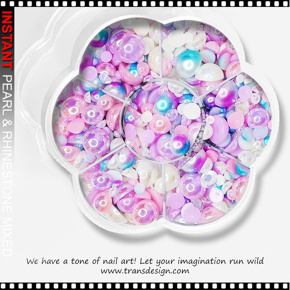 CHARM HALF BEAD Mix  Lavender, Aqua, White 900/Case #10