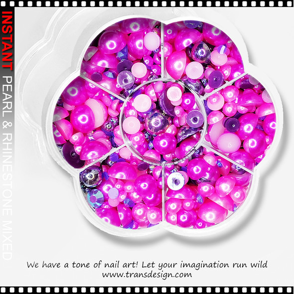 INSTANT PEARL & RHINESTONE Mixed Pink & Purple Tone 900/Case #01