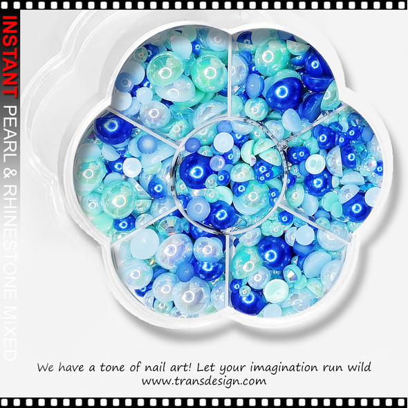CHARM HALF BEAD Mix Blue  900/Case #40