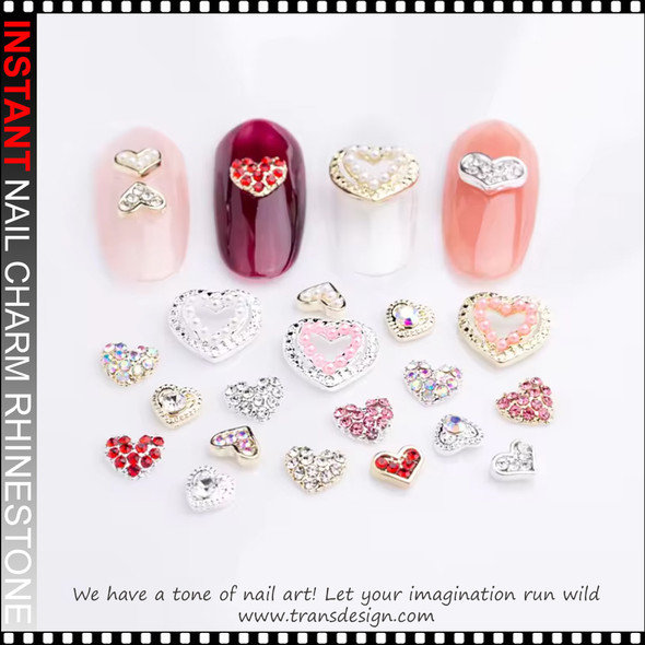 NAIL CHARM RHINESTONE Valentine's Day Heart Shaped 12/Case