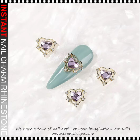NAIL CHARM RHINESTONE Heart Shape 12/Case *