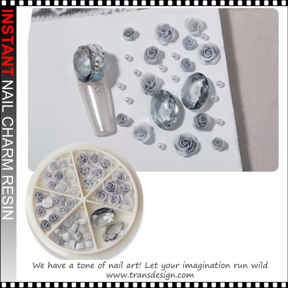 NAIL CHARM RHINESTONE Crystal Labrador Roses/Case #02