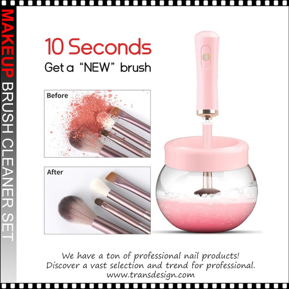 Automatic Electric Makeup Brush Cleaner Machine Set | Pink