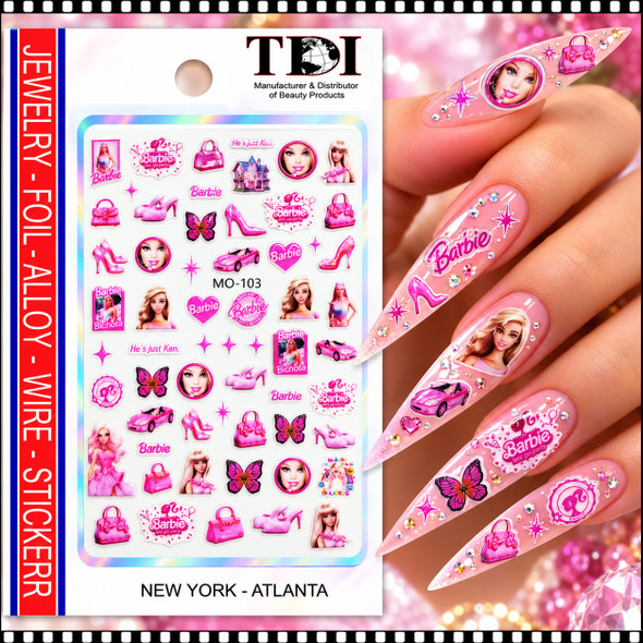 5D NAIL STICKER – BARBIE & KAROL G PINK FASHION #MO-103