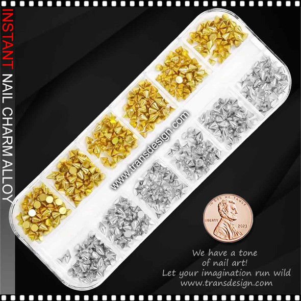 NAIL CHARM ALLOY Rivet Studs, Cone Shaped Silver & Gold/Case NAIL CHARM ALLOY Rivet Studs, Cone Shaped Silver & Gold/Case