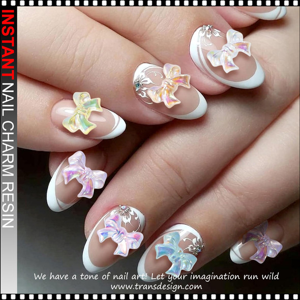 NAIL CHARM RESIN Aurora Colorful Bowknot 20/Bag