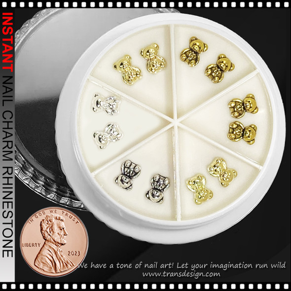 NAIL CHARM ALLOY Assorted Bear 12/Wheel *