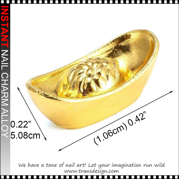 NAIL CHARM ALLOY Gold Ingot Fengshui Lucky 6/Case 