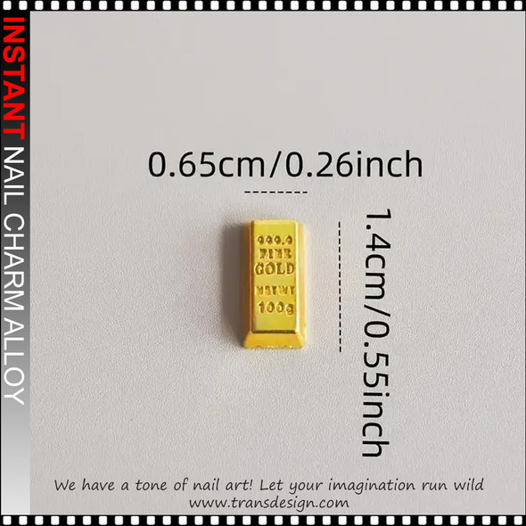 NAIL CHARM ALLOY Golden Bars Fengshui Lucky 6/Case 