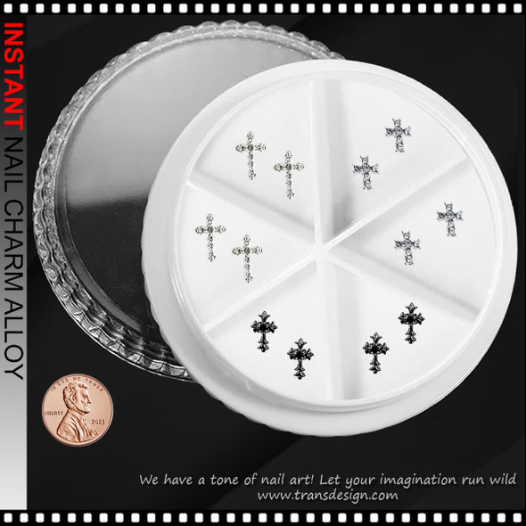 NAIL CHARM RHINESTONE Catholic Cross 12/Case