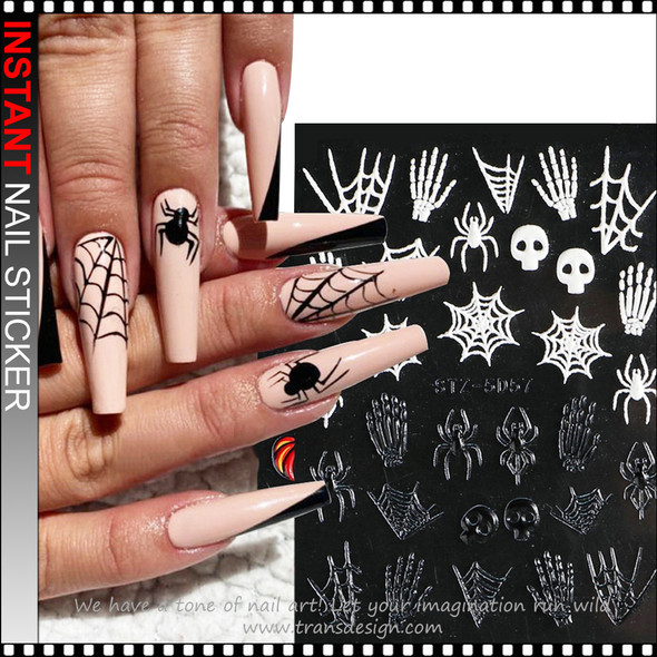 NAIL STICKER Halloween, Spider & Assorted #STZ-5D58