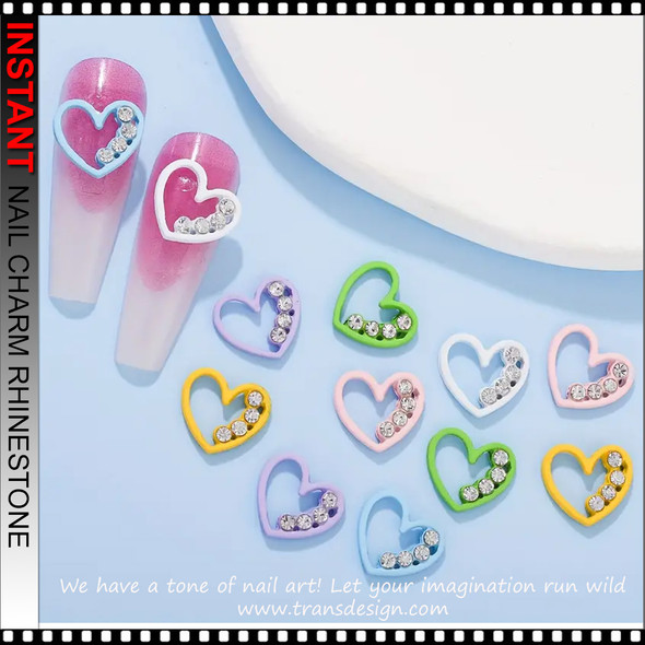 NAIL CHARM RHINESTONE Colorful Cute Heart 12/Case