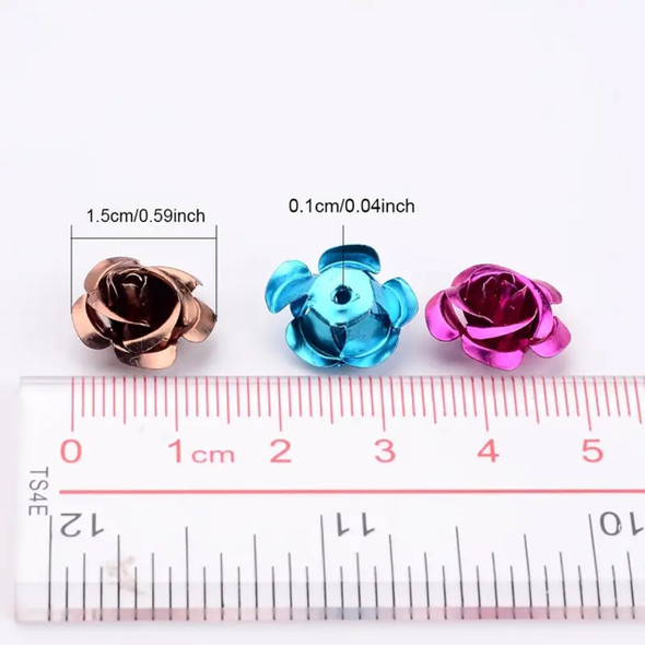 NAIL CHARM Colorful Aluminum Rose Flower Beads 12/Case #1
