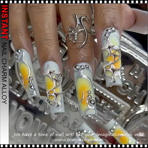 NAIL CHARM ALLOY Silvery Star 6/Case