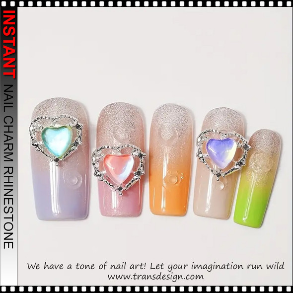 NAIL CHARM RHINESTONE Aurora Crystal Heart 6/Case #2