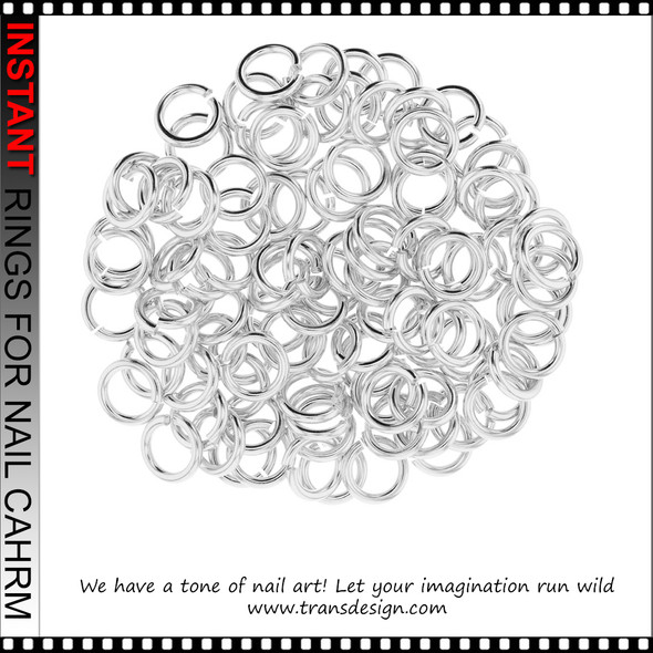 CHARM RING, Dangling, Silver, Open 4mm Diameter 100/Pack