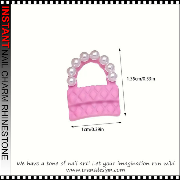 NAIL CHARM RHINESTONE Bag, White, Gold, Silver 6/Case 