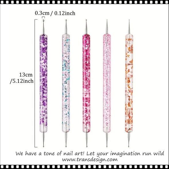 DOUBLE-END Dotting Pen Crystal Beads Handle 5/Pack *