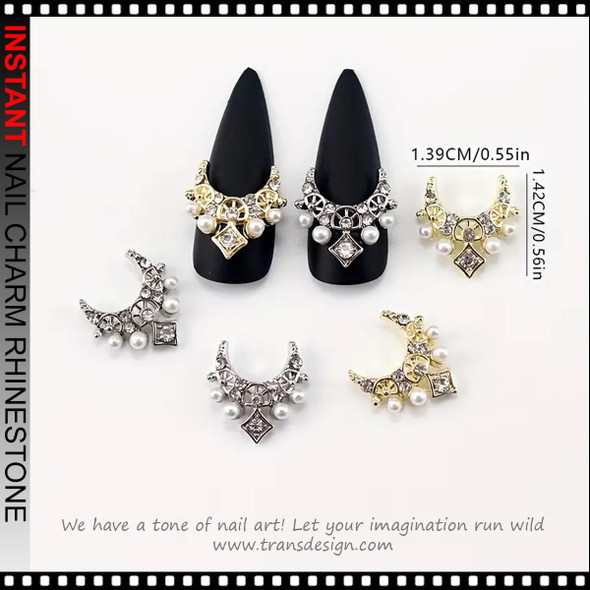 NAIL CHARM RHINESTONE Metallic Horseshoe Curve 6-Case