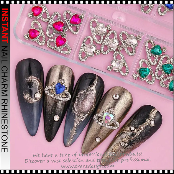 NAIL CHARM RHINESTONE Silver Heart Global, Planet 6/Case #1