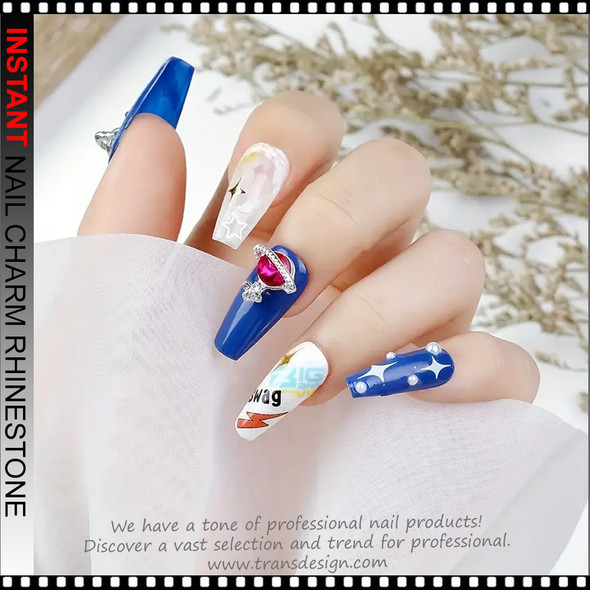 NAIL CHARM RHINESTONE Planet Silver 6/Case 