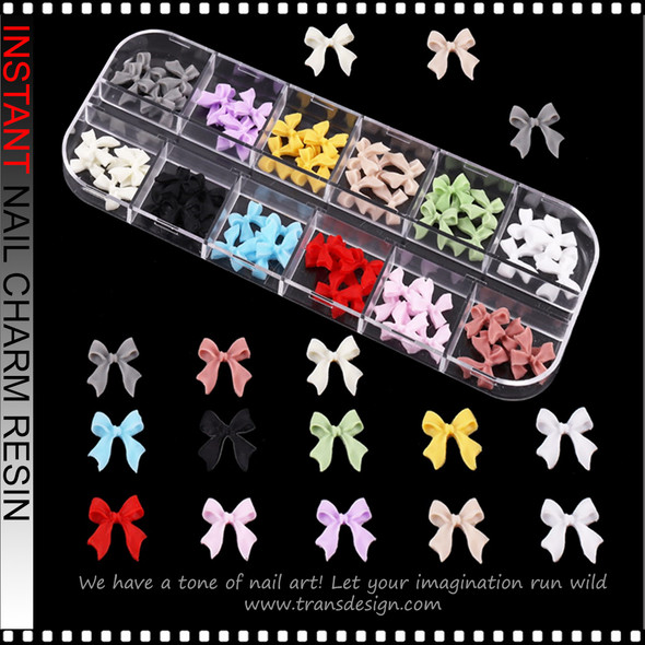 NAIL CHARM RESIN Assorted Color Bows 60/Case #CT-05
