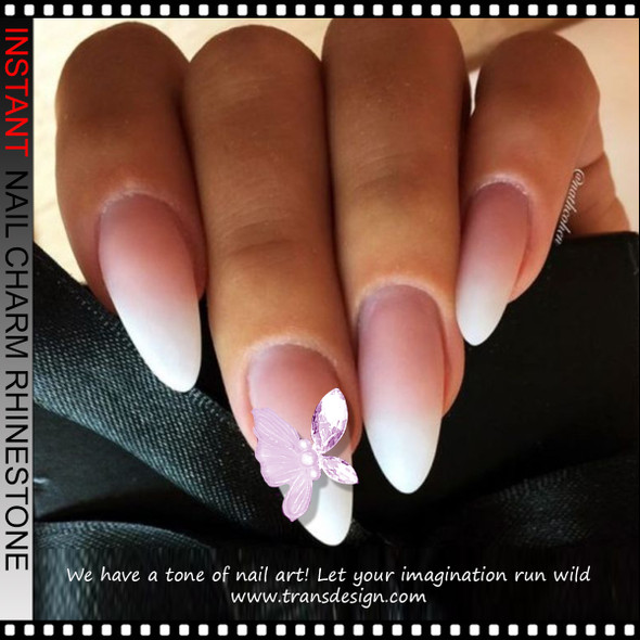 NAIL CHARM RHINESTONE Butterflies Yellow, Red & Pink 6/Case