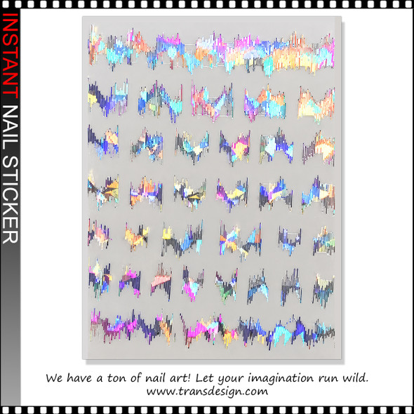 5D NAIL STICKER – ABSTRACTION, HOLOGRAPHIC DIGITAL PULSE #DH-679