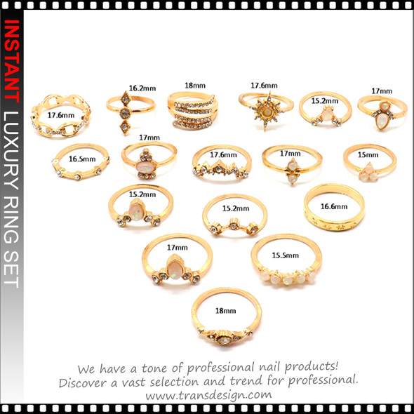 Luxurious 17pcs Gold Ring Set - Elegant & Vintage Styles