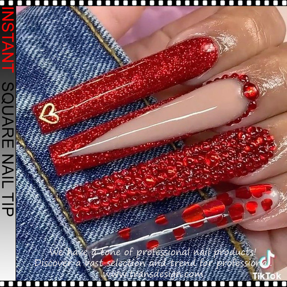 INSTANT TIP Full Cover, Square, 5X-Long, Straight, Clear 24/Case