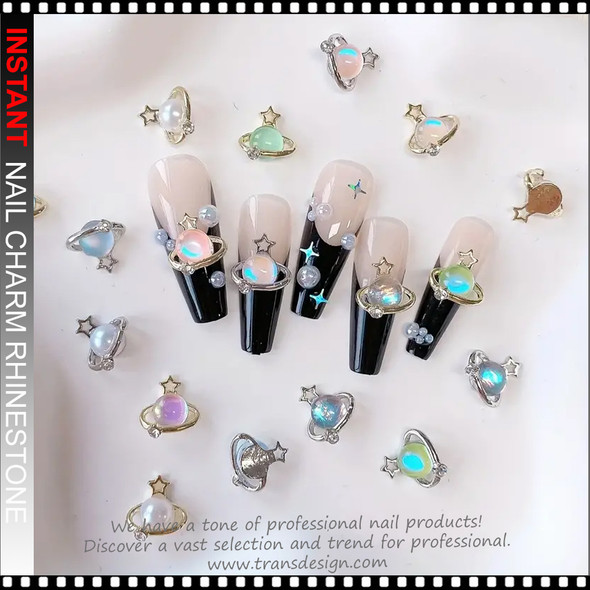 NAIL CHARM RHINESTONE Assorted Color Planet 6/Case