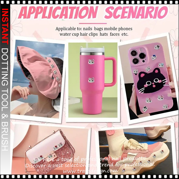 NAIL CHARM RHINESTONE Hello Kitty Blue, Black, Aqua 6/Case