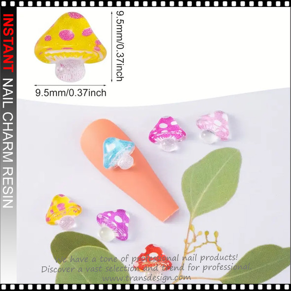 NAIL CHARM RESIN Cute Cartoon Mushroom 20/Pack